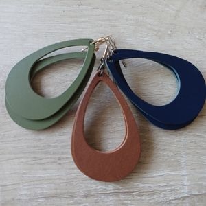 Nickel & Suede Cut-out Leather Earrings (3 pair)